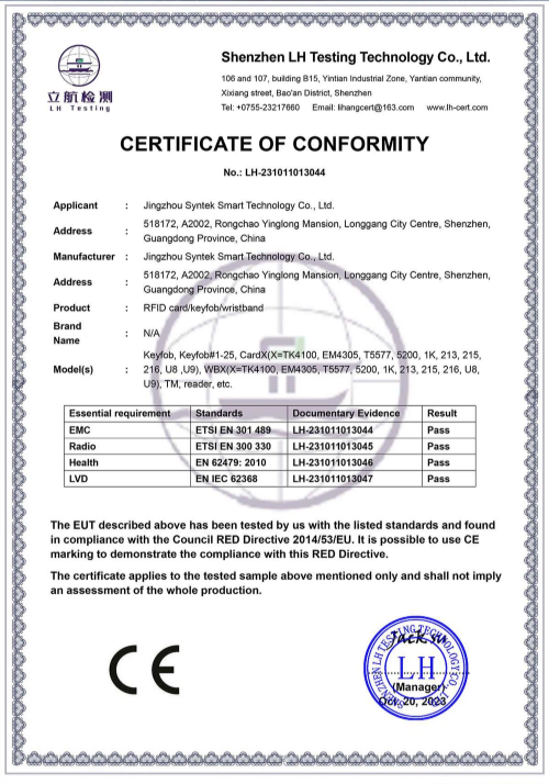 CERTIFICATE OF CONFORMITY CERTIFICATE OF CONFORMITY